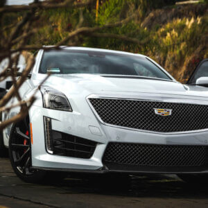 2018 Cadillac CTS-V on the road near trees