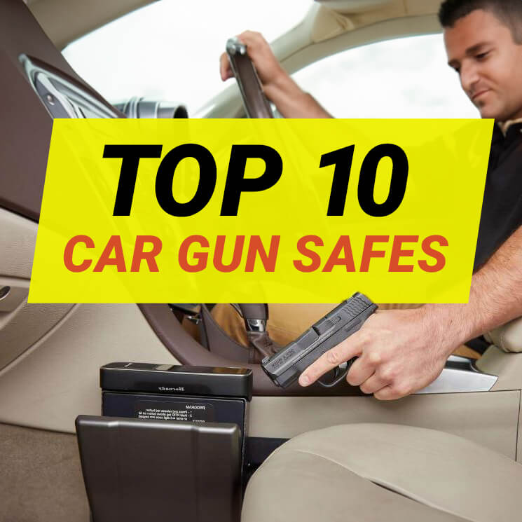 Top 10 Car Gun Safes. Man sitting in car.