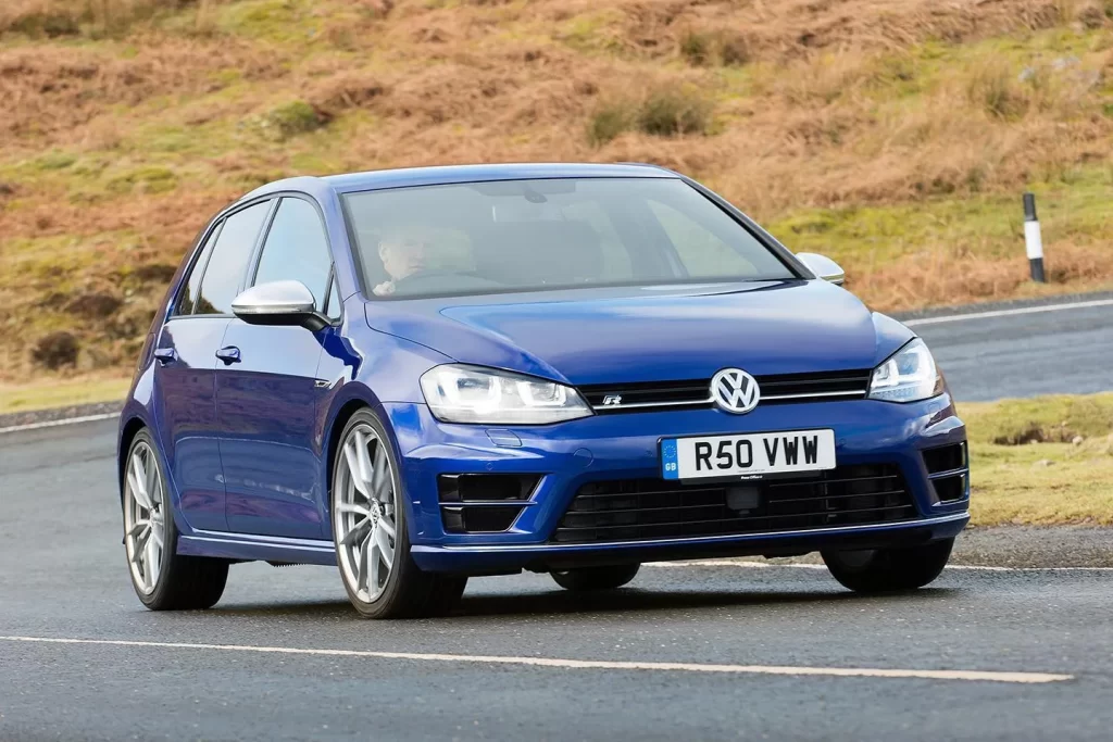 Volkswagen Golf R Mk7 driving down the road